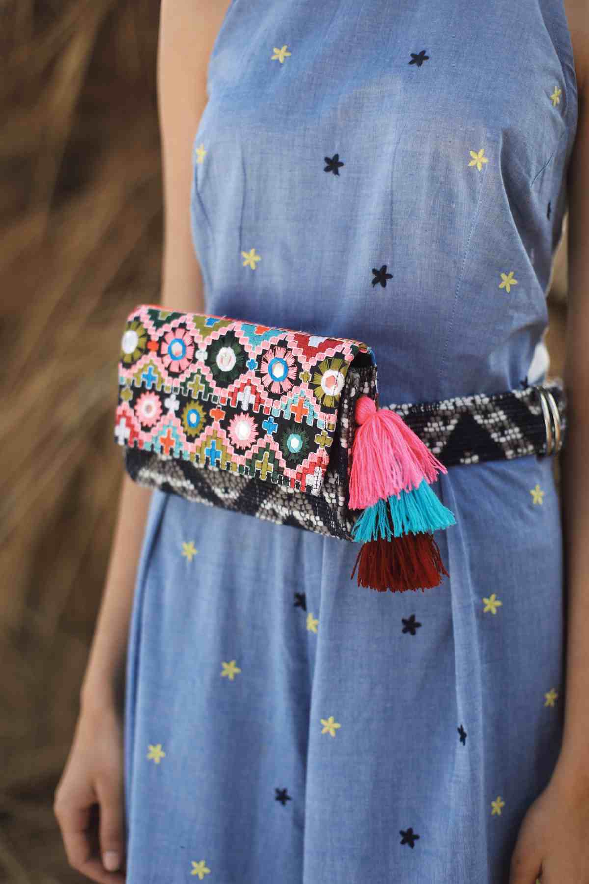Embroidered Tassel Bag
