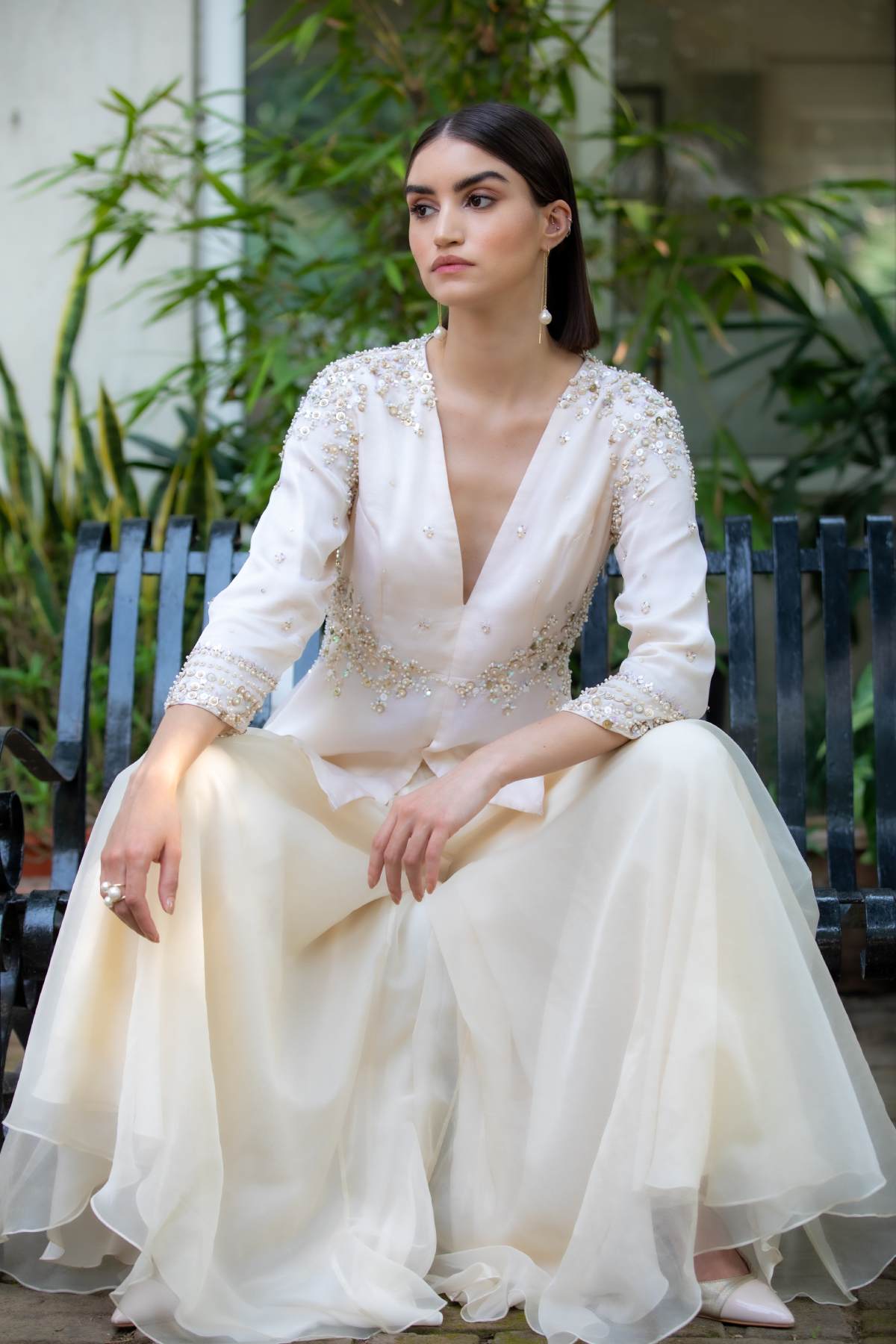 Embroidered Ivory Tunic Set