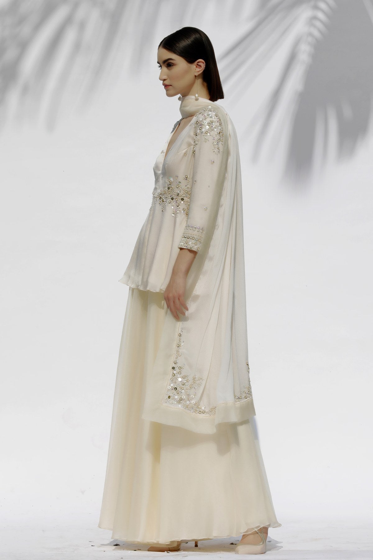 Embroidered Ivory Tunic Set