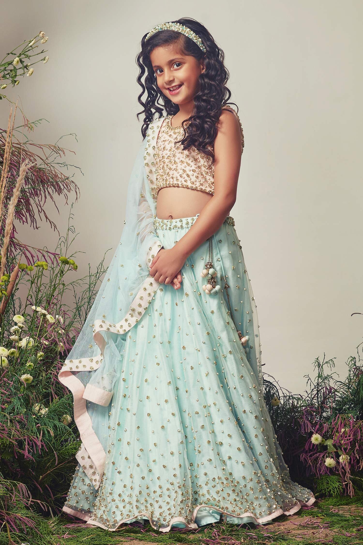 Sequins Flower Lehenga Set