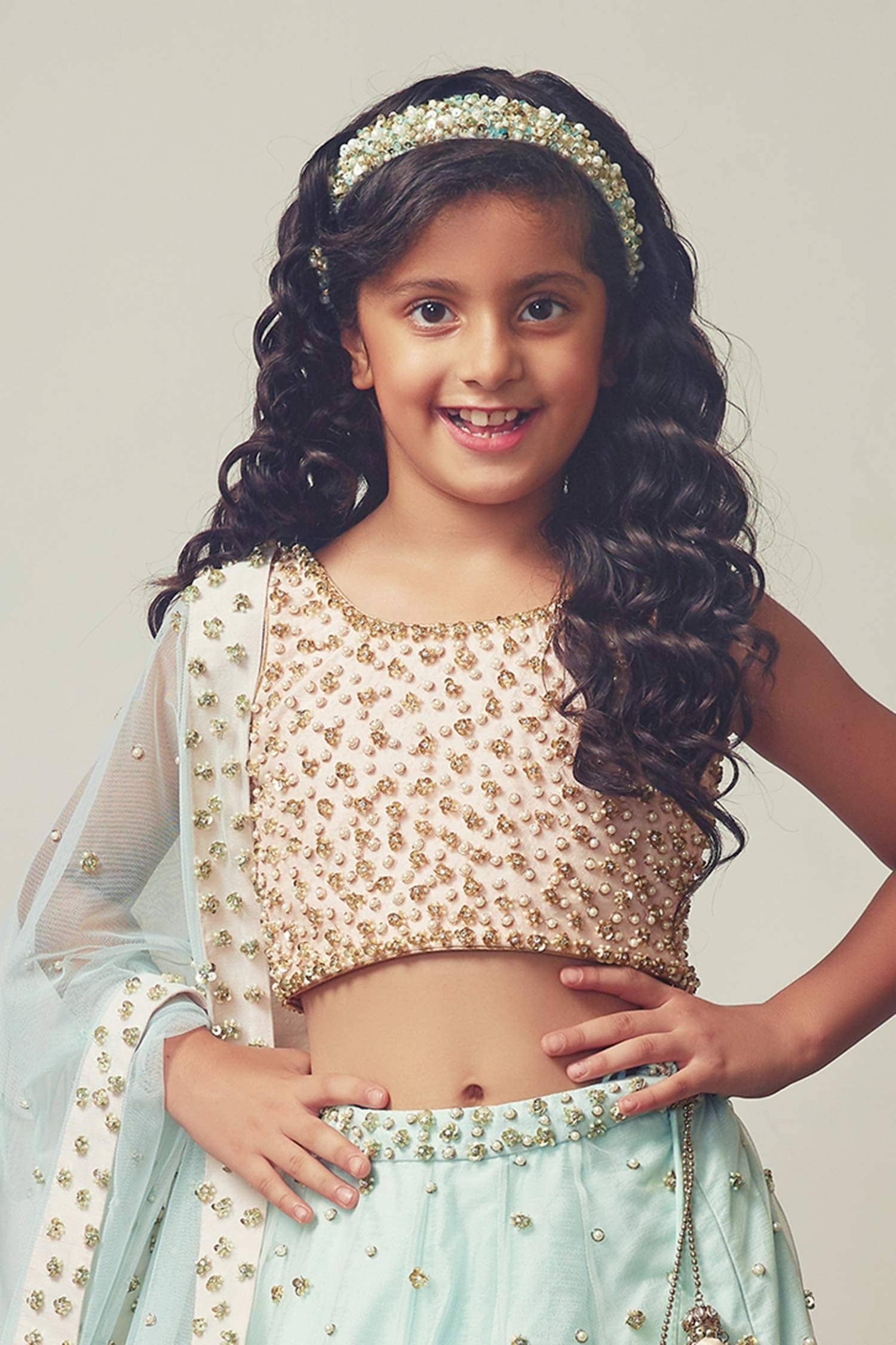 Sequins Flower Lehenga Set