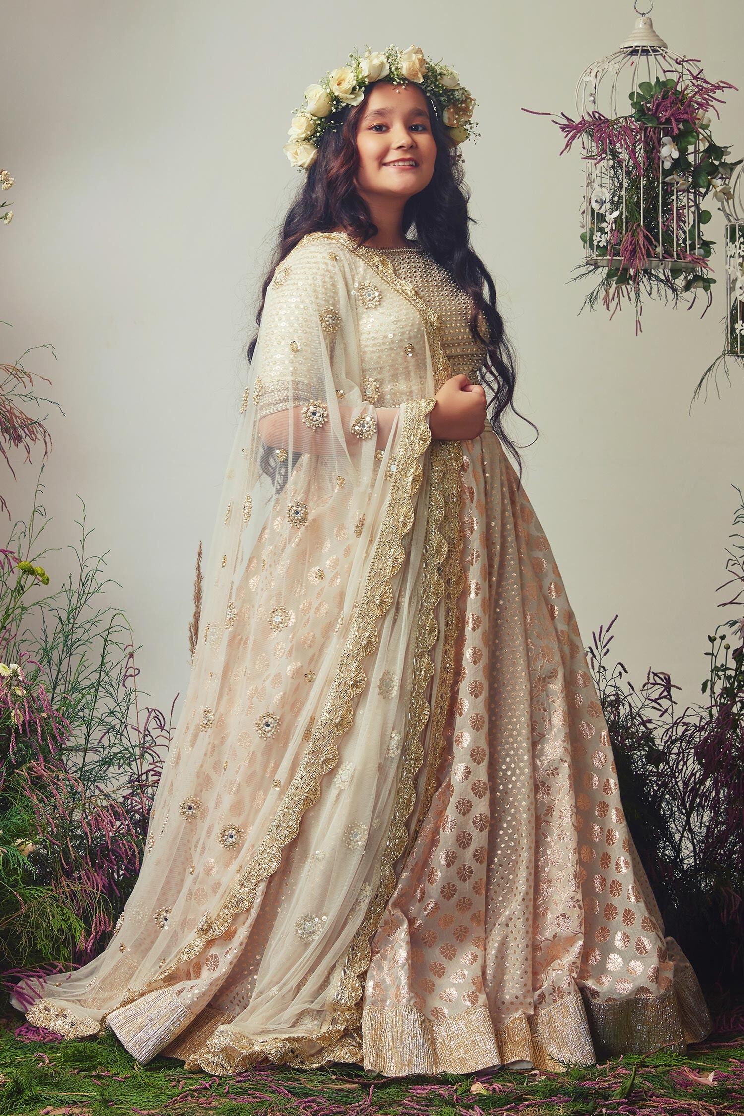 Chanderi Sequins Lehenga Set