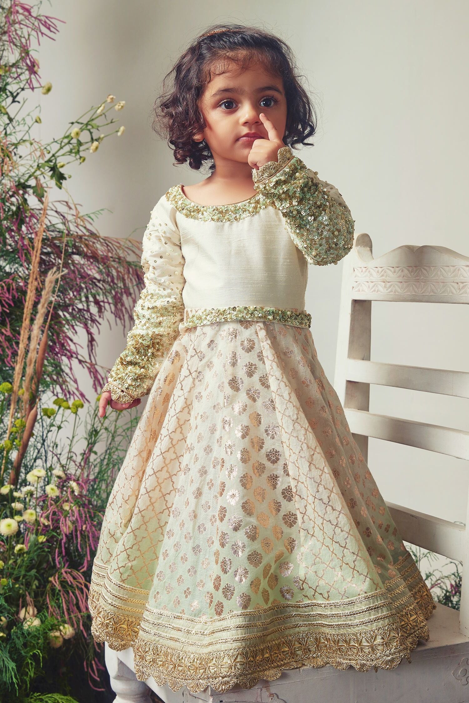 Designer Hand embroidered ombre anarkali by Priyanka Jain Online at Scrollnshops