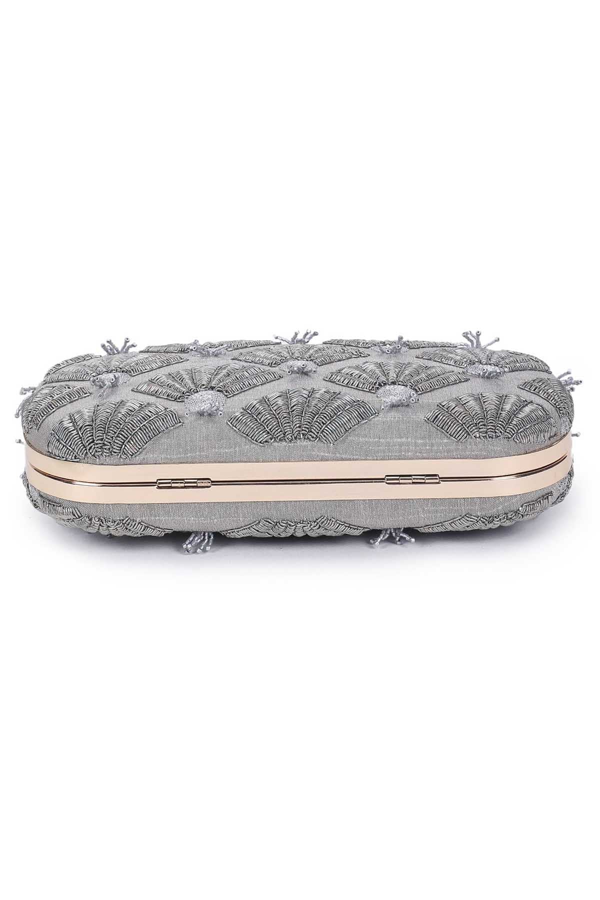 Fan Embroidered Clutch