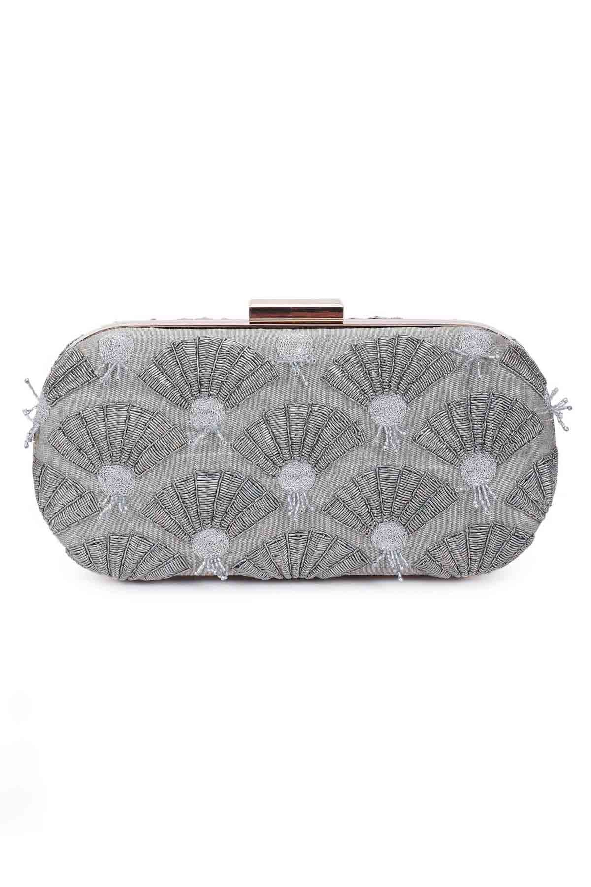 Fan Embroidered Clutch