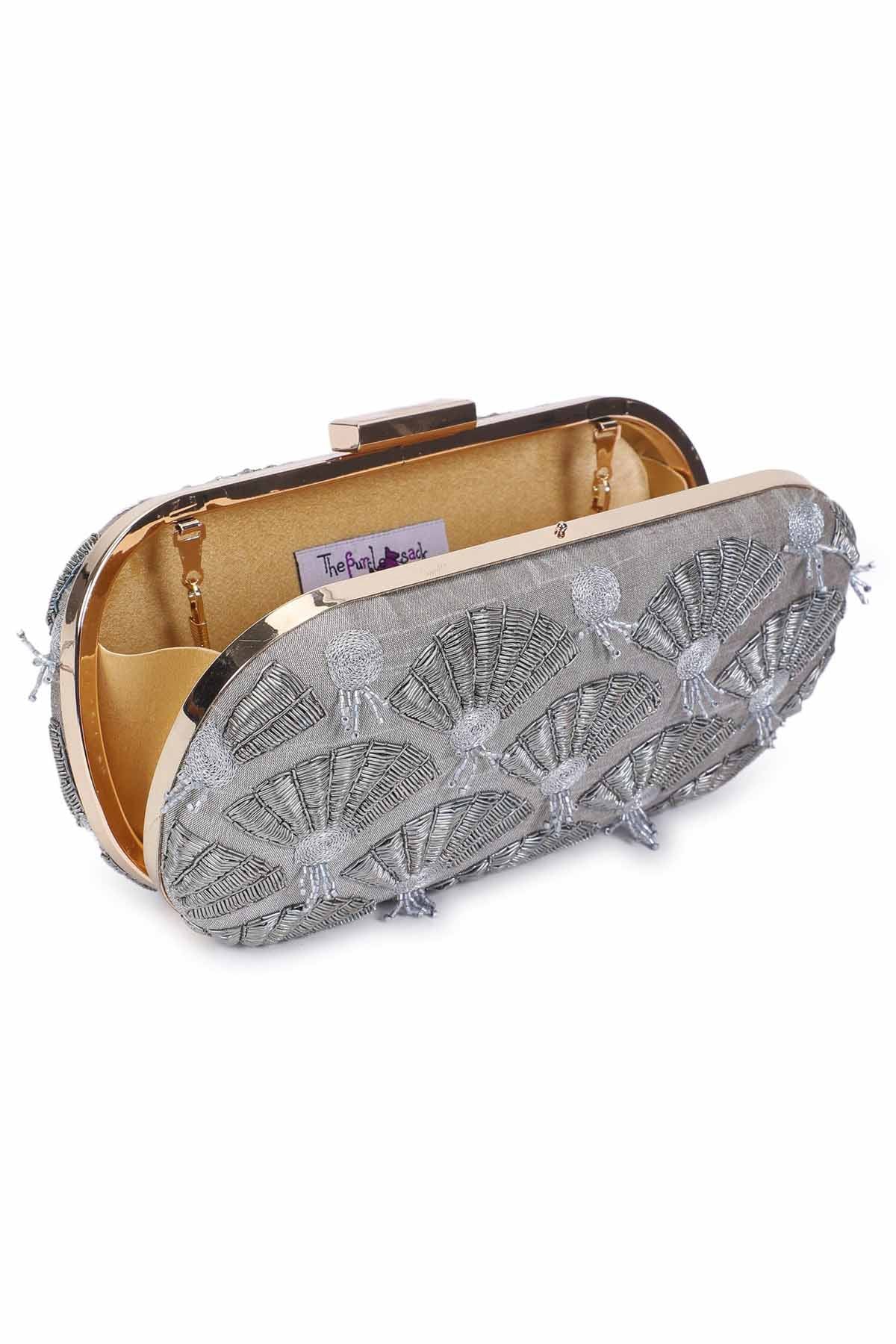 Fan Embroidered Clutch