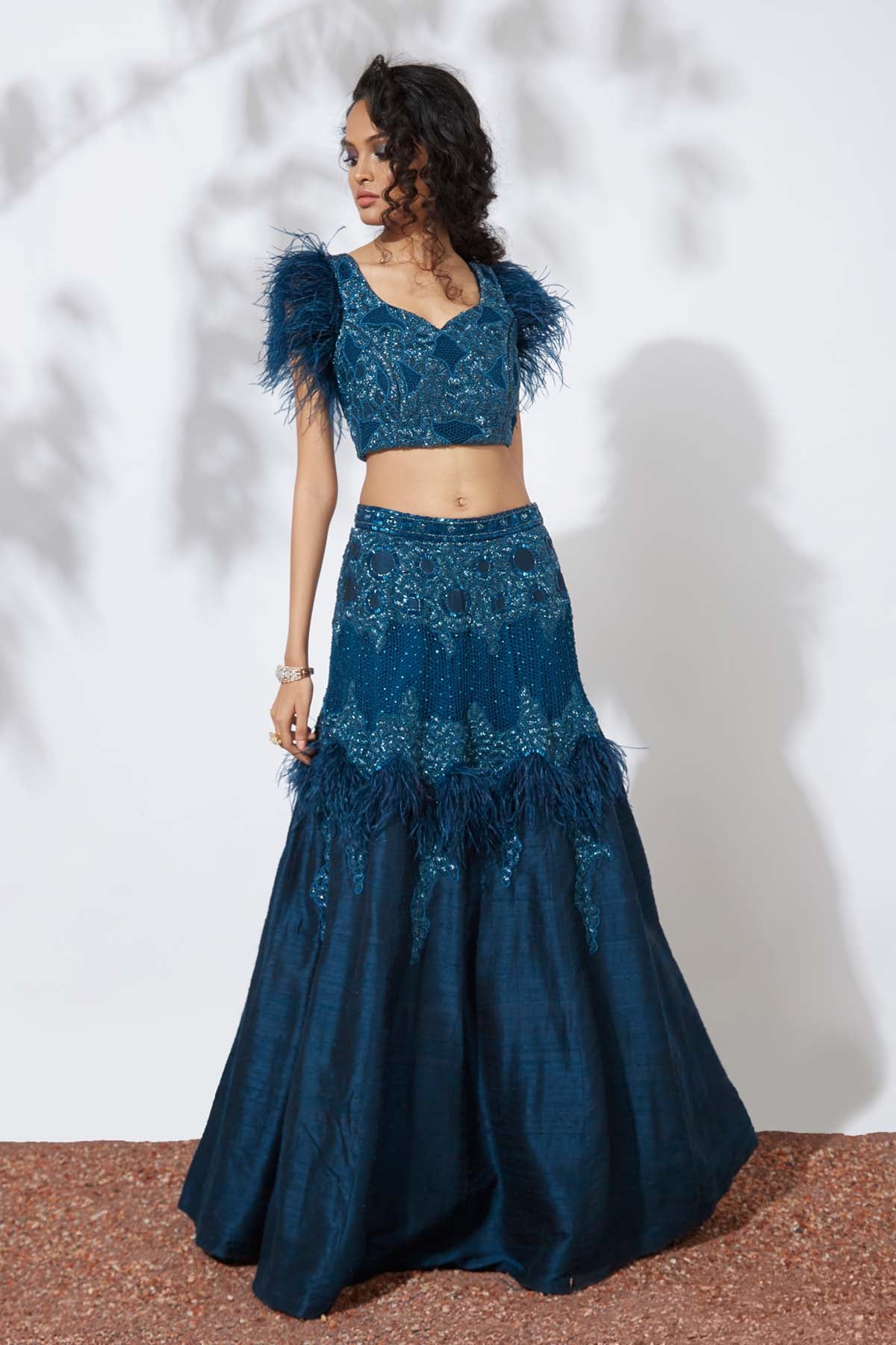 Feather Cutwork Lehenga Set