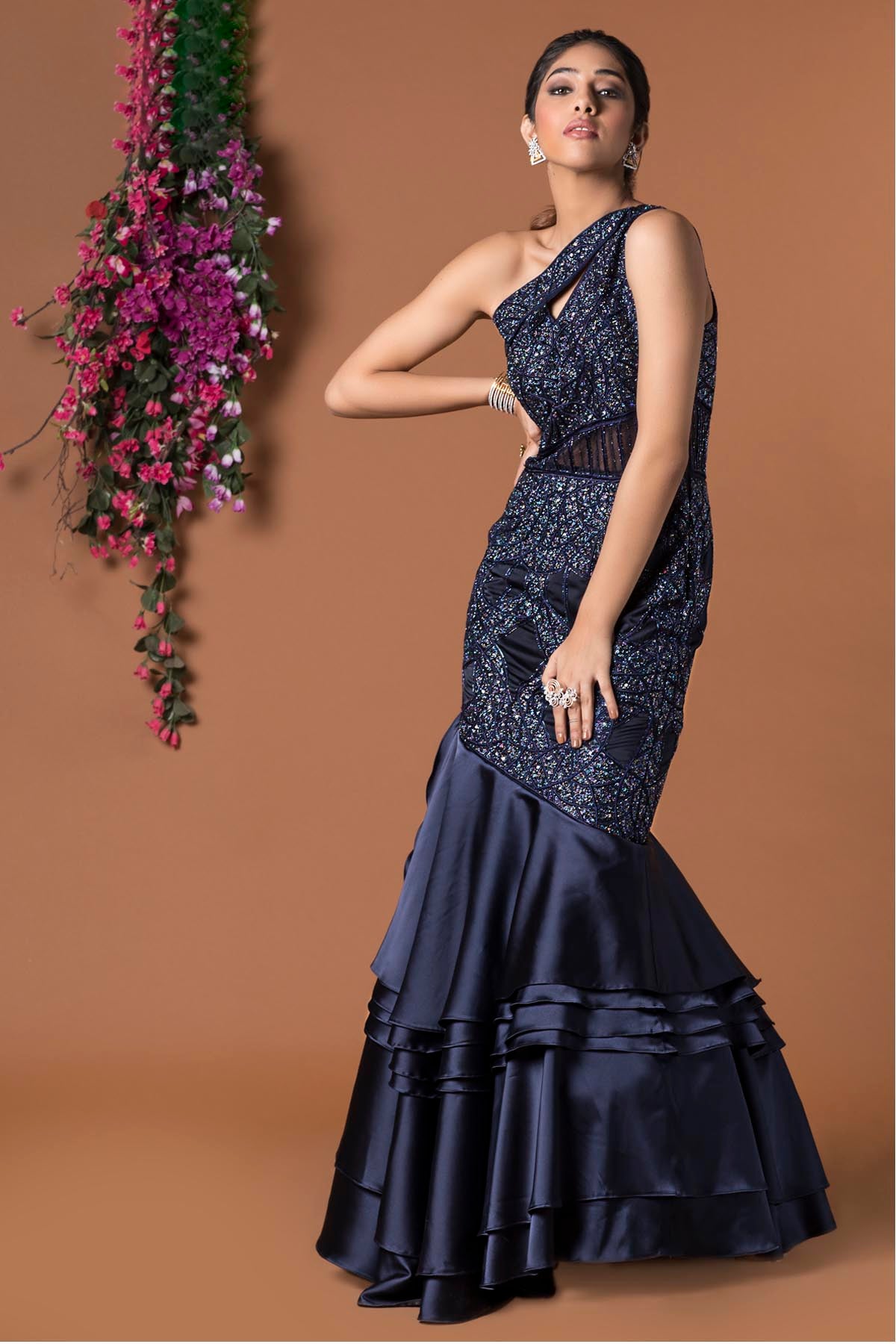 Fish Cut Ruffled Gown