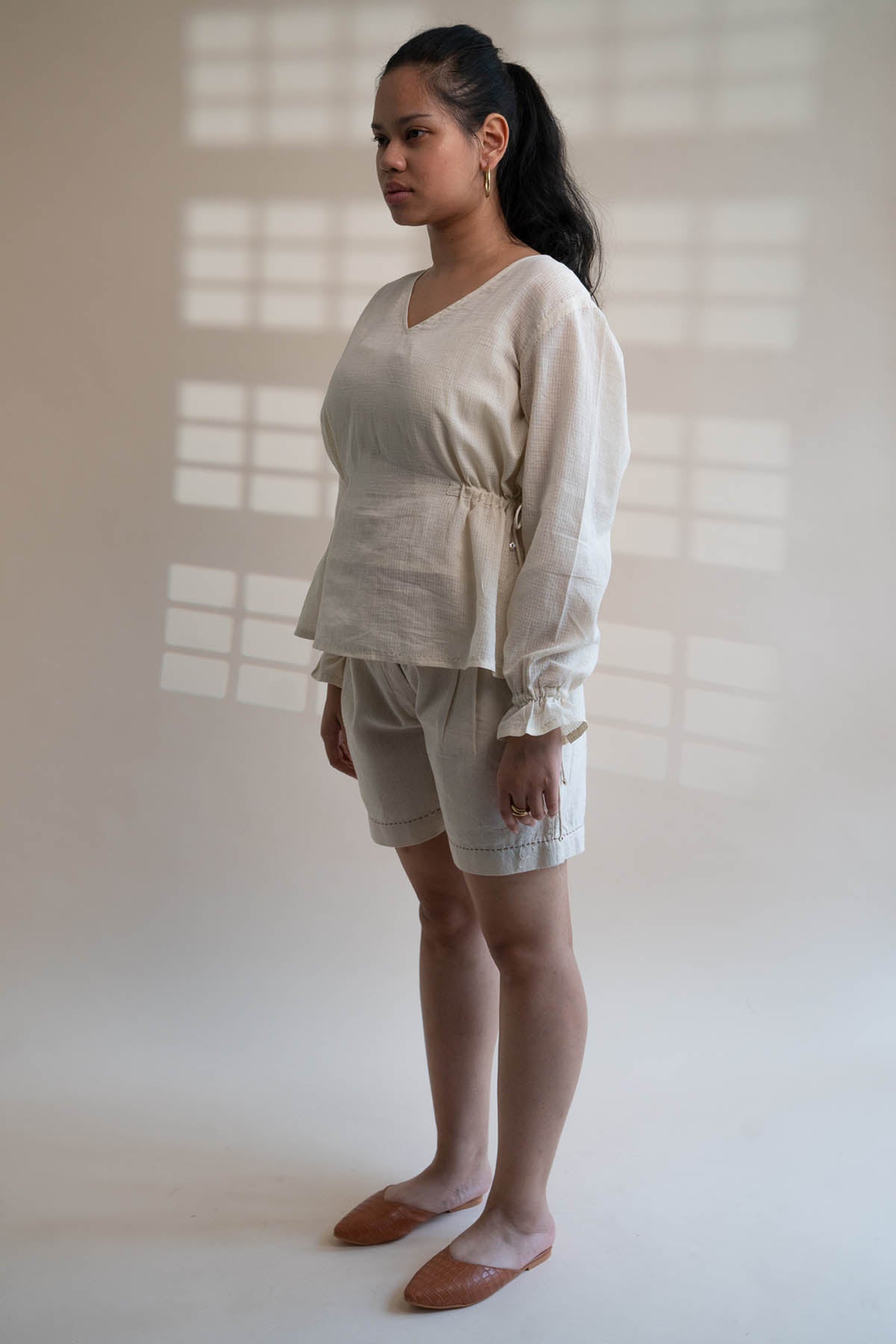 Flap Over Kantha Shorts