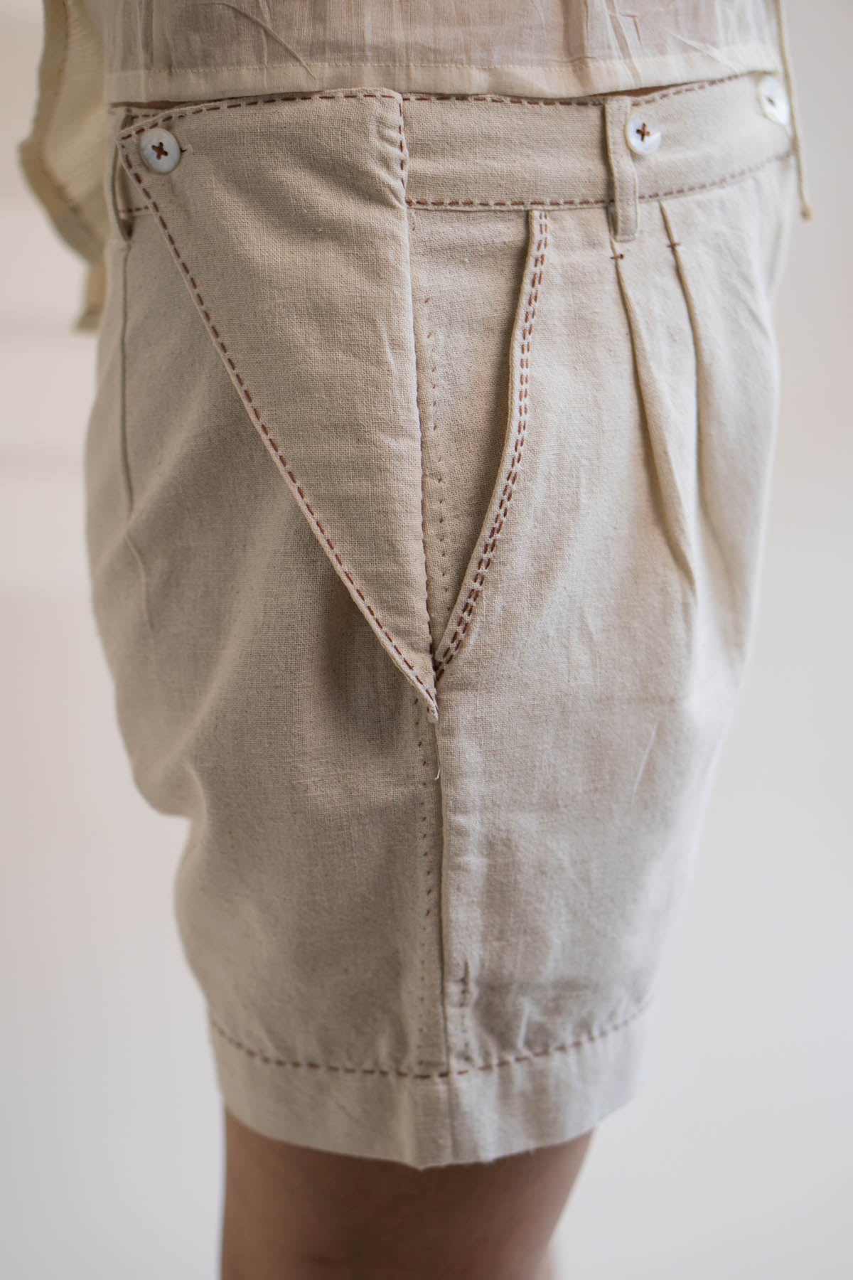 Flap Over Kantha Shorts