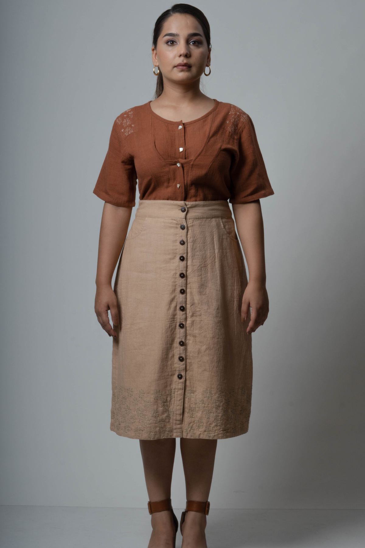 Flap Placket Kantha Top