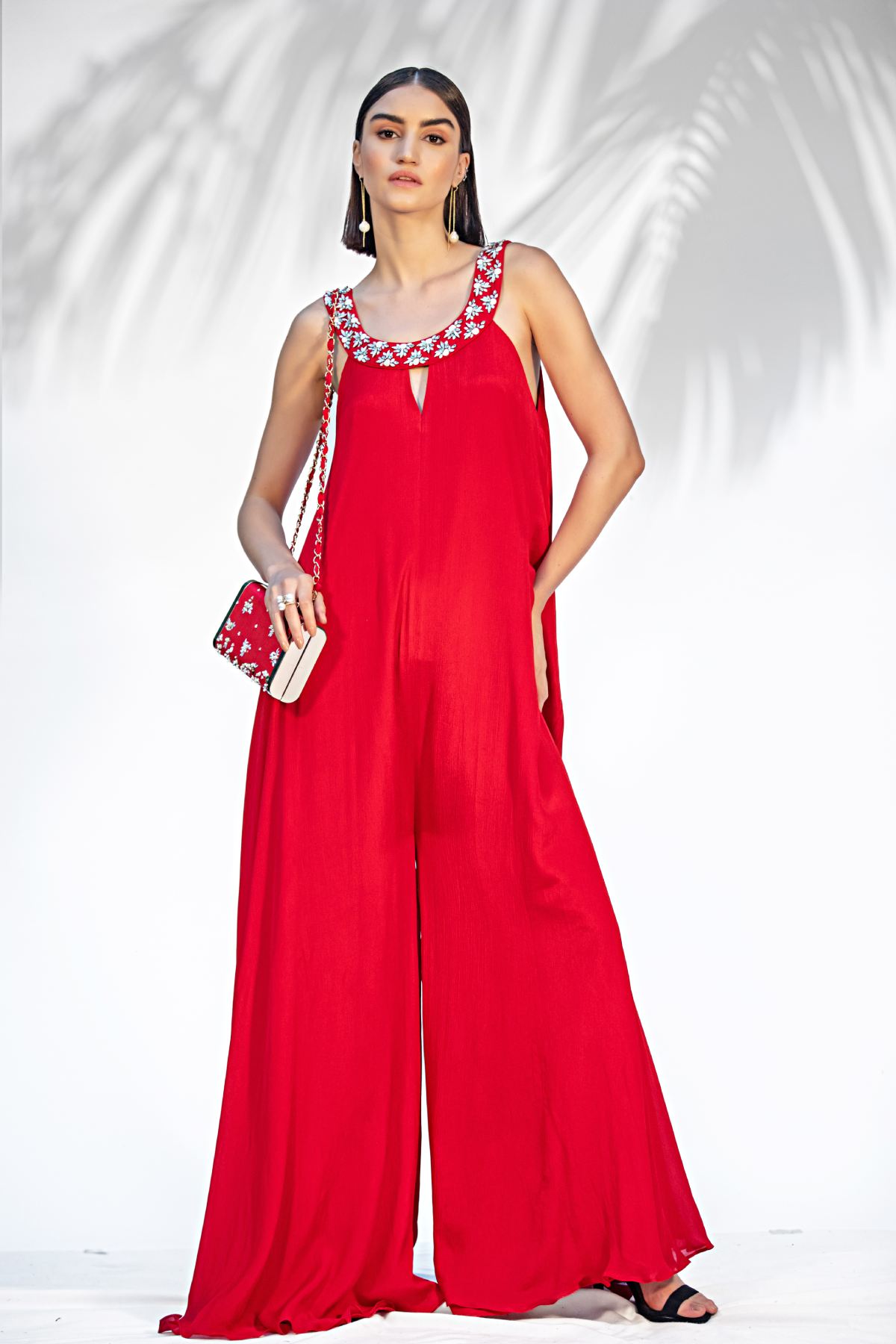 Buy Flared Chiffon Jumpsuit by Mandira Wirk