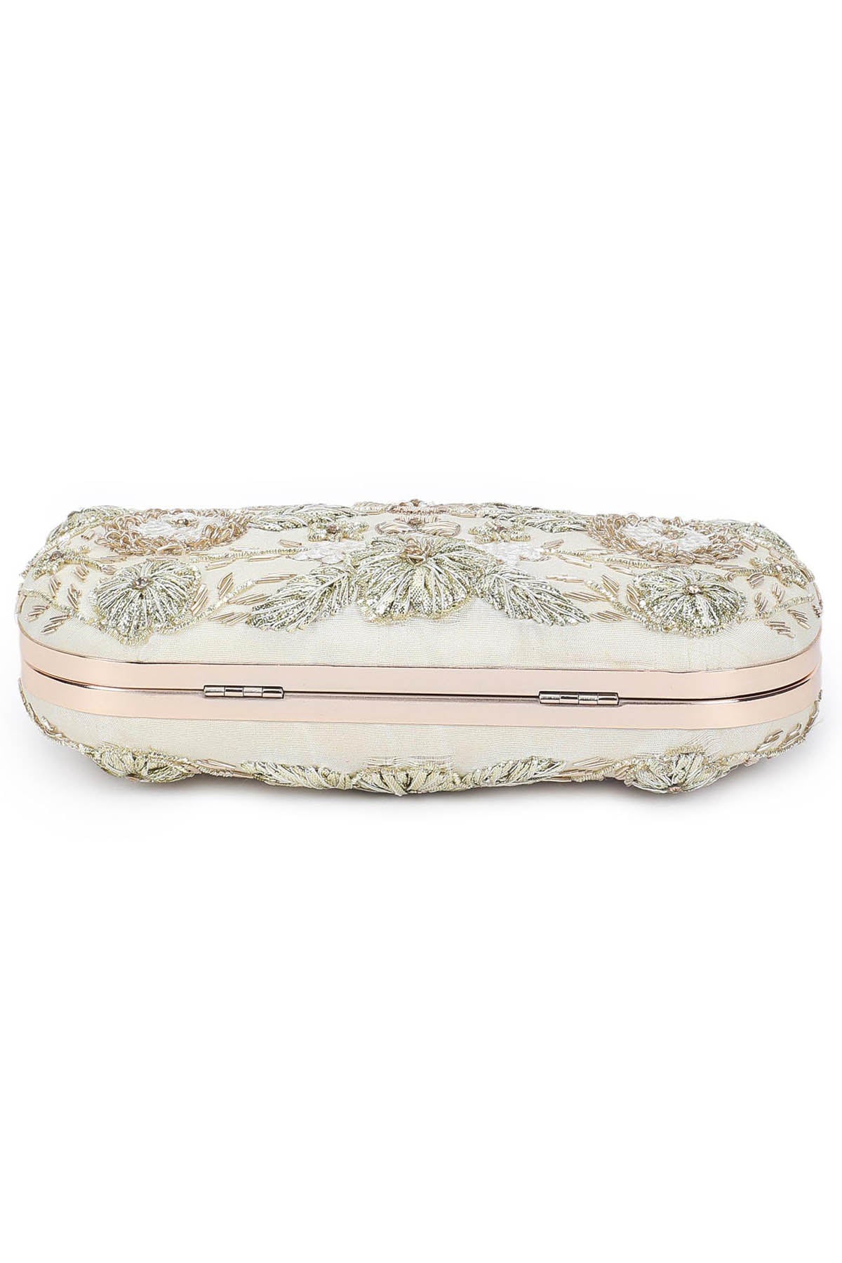 Gold Floral Embroidered Clutch