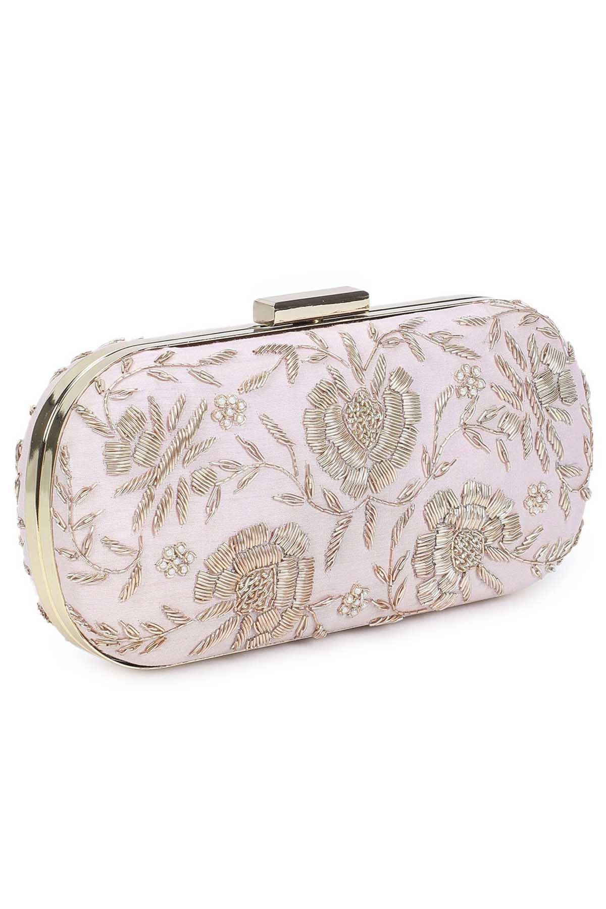Pink Floral Embellished Clutch