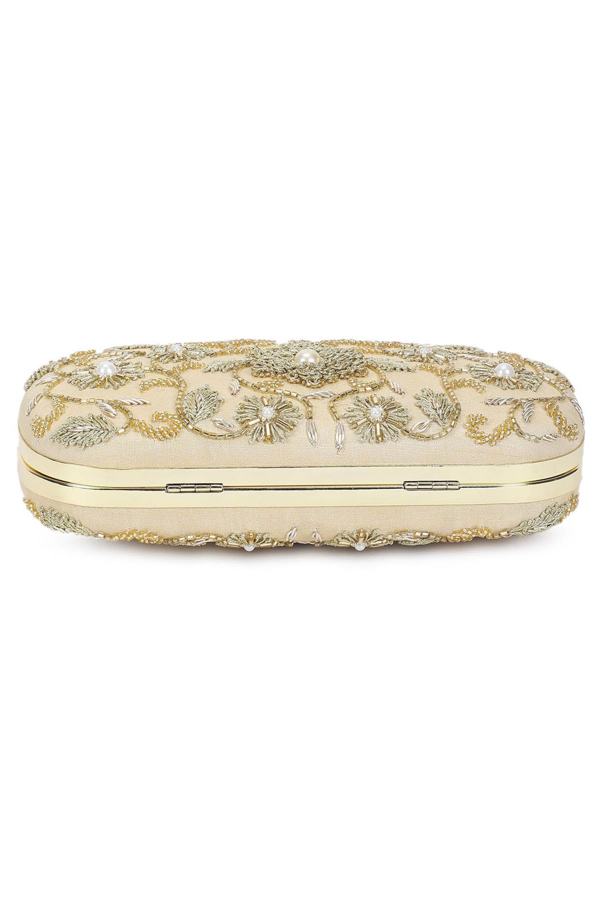 Gold Floral Embellished Clutch