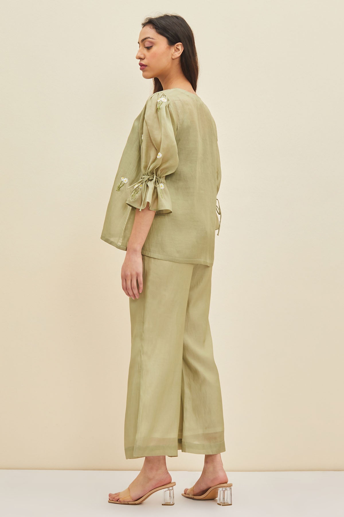 Embroidered Olive Co-ord Set