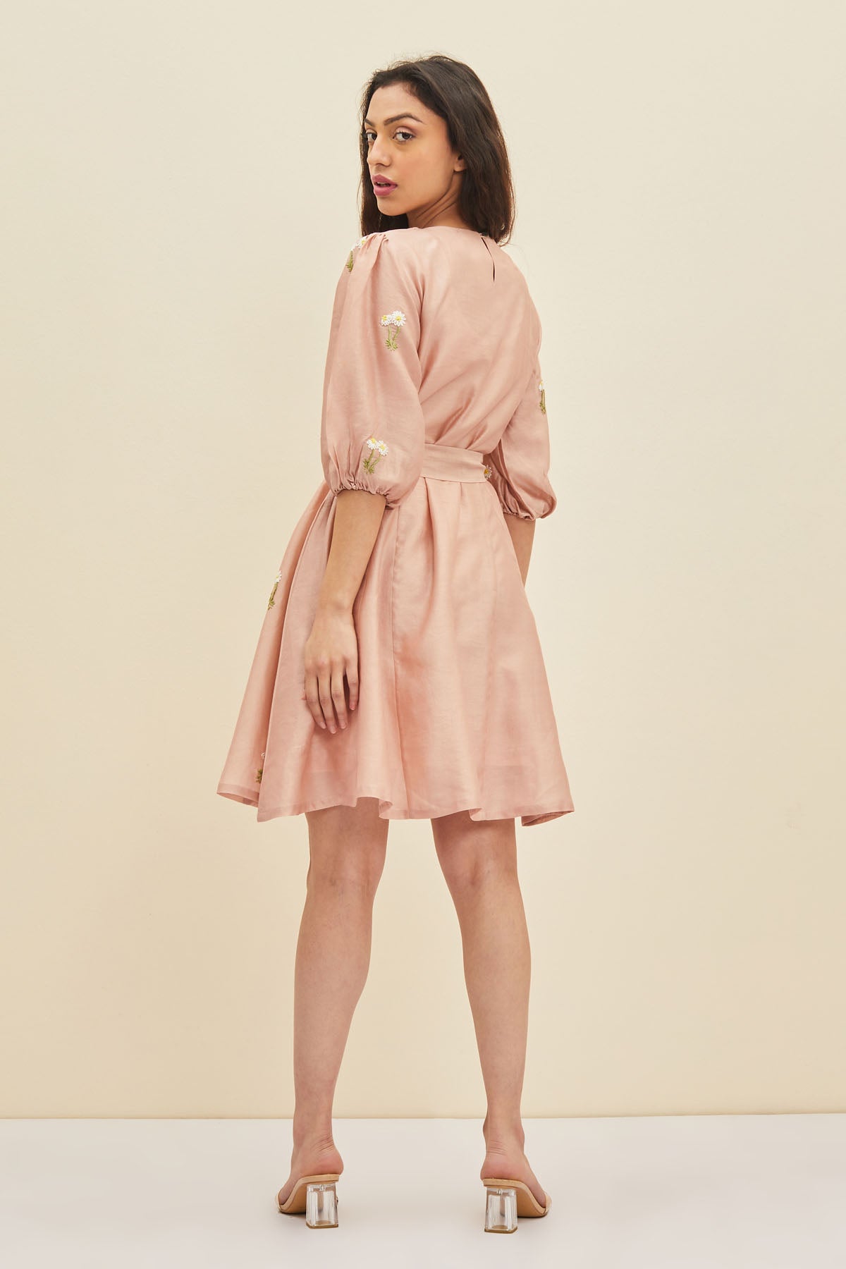 Dusky Pink A-Line Mini Dress