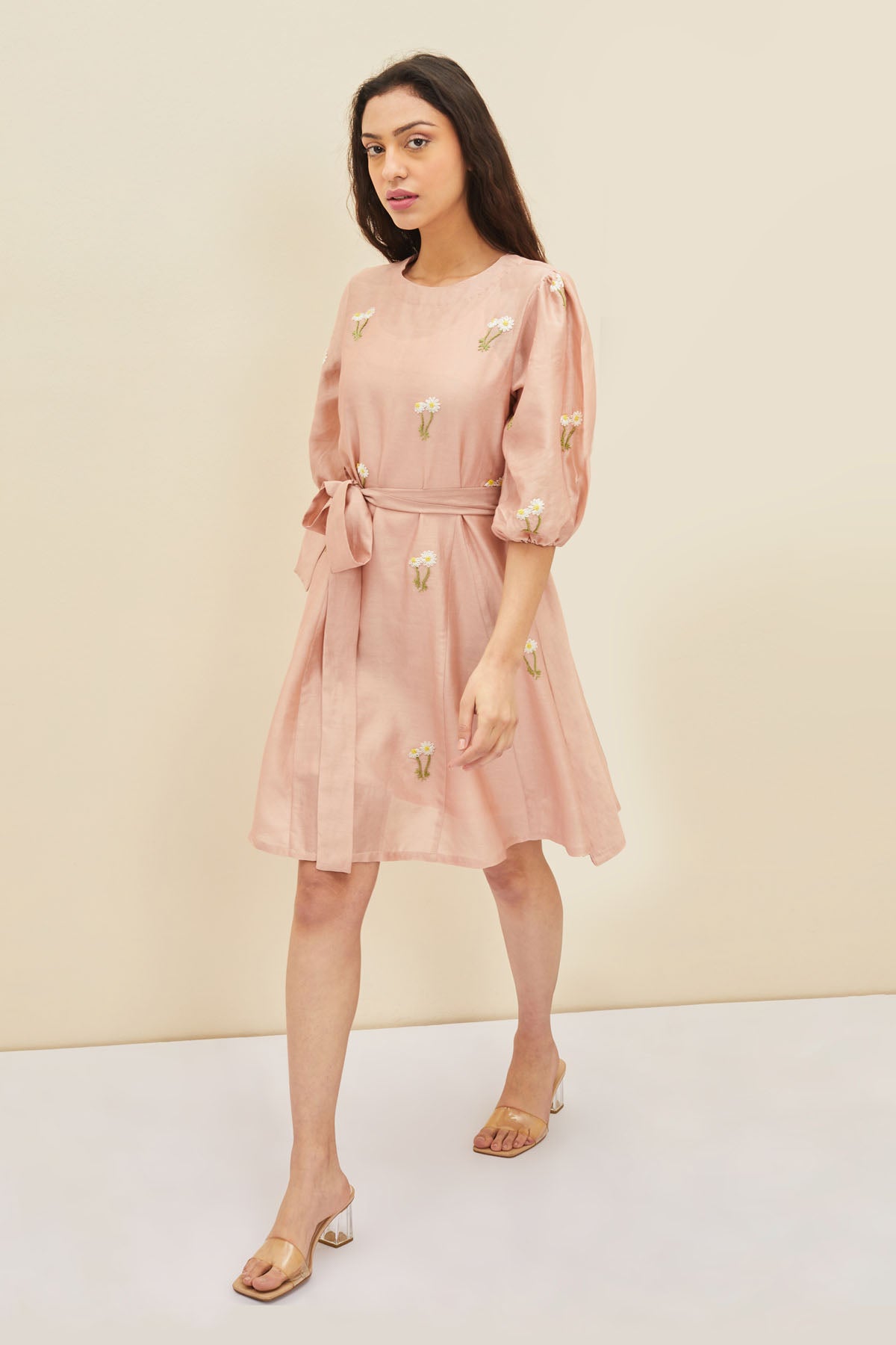 Dusky Pink A-Line Mini Dress
