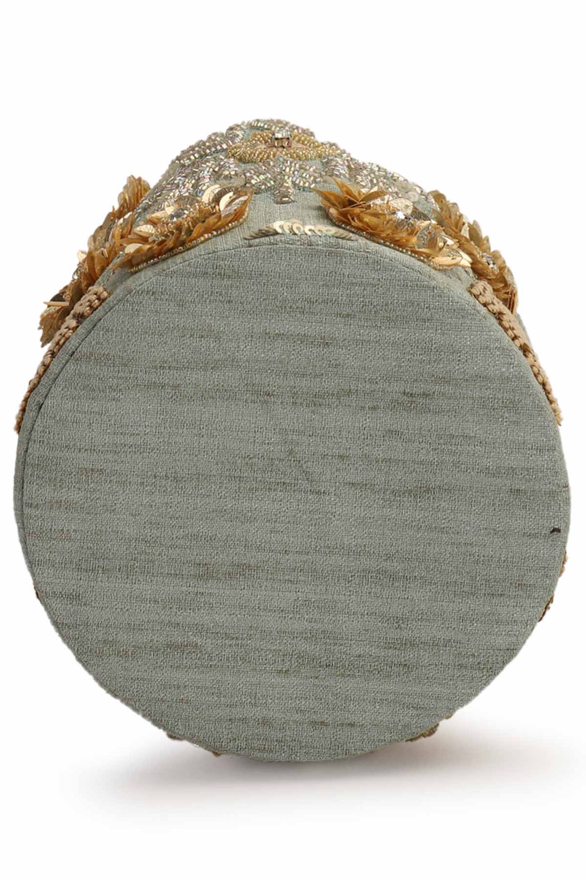 Mint Floral Embroidered Potli