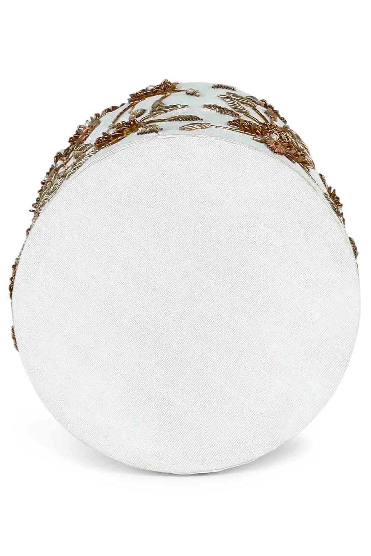 White Floral Embroidered Potli