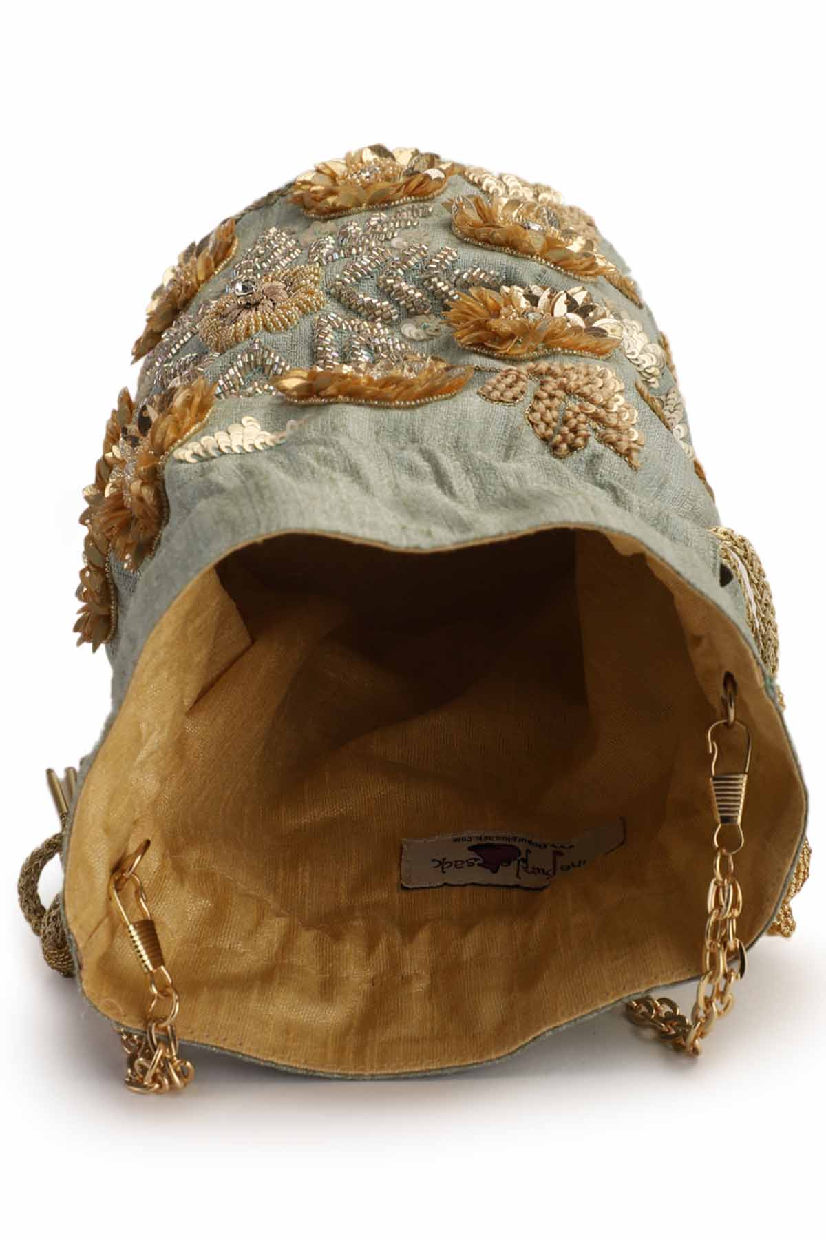 Mint Floral Embroidered Potli