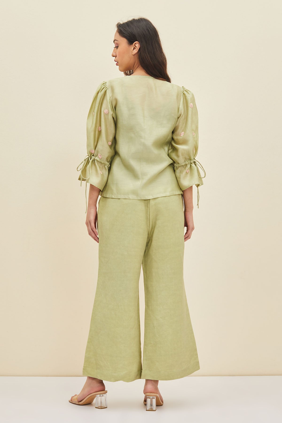 Green Floral Embroidered Top