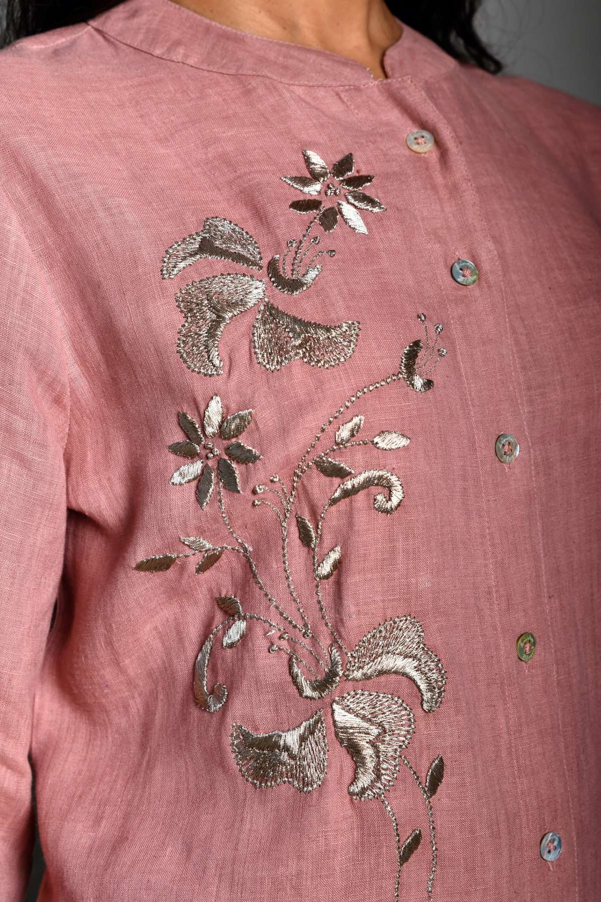 Pink Floral Embroidered Tunic