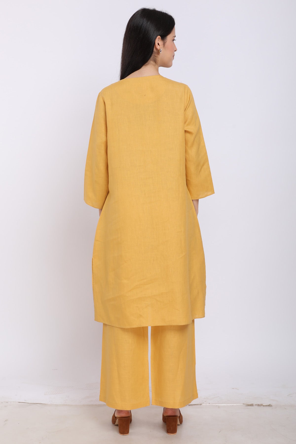 Ochre Floral Embroidered Tunic