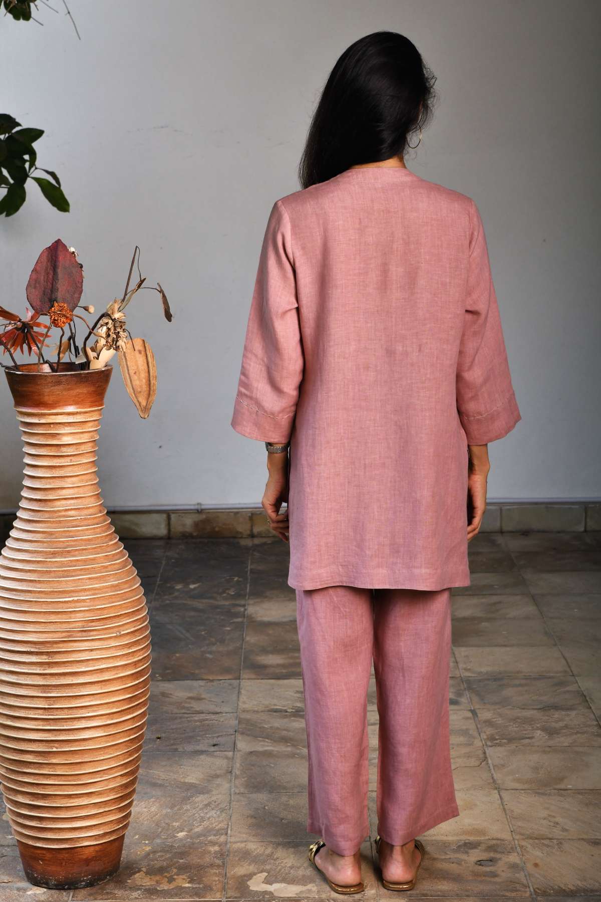 Pink Floral Embroidered Tunic