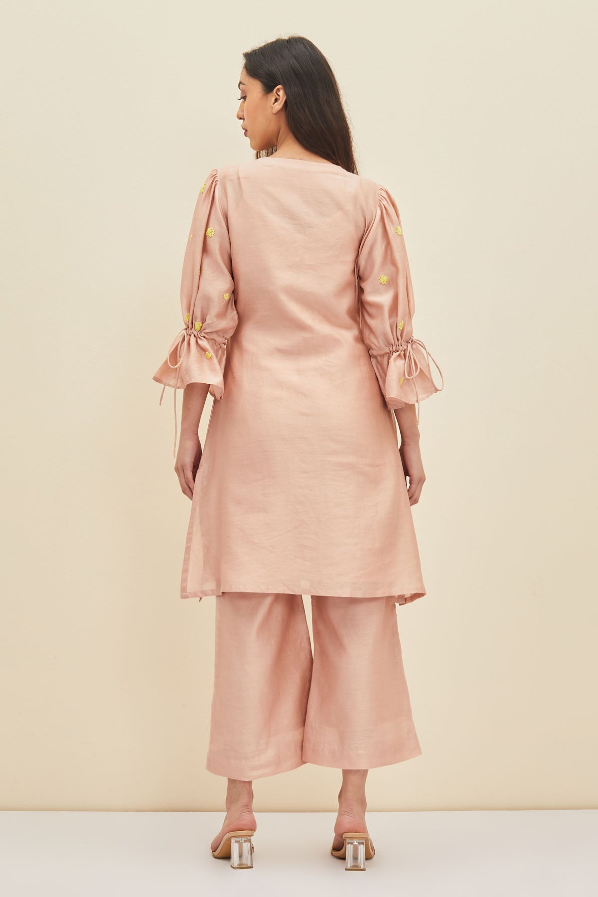 Pink Hand Embroidered Tunic Set