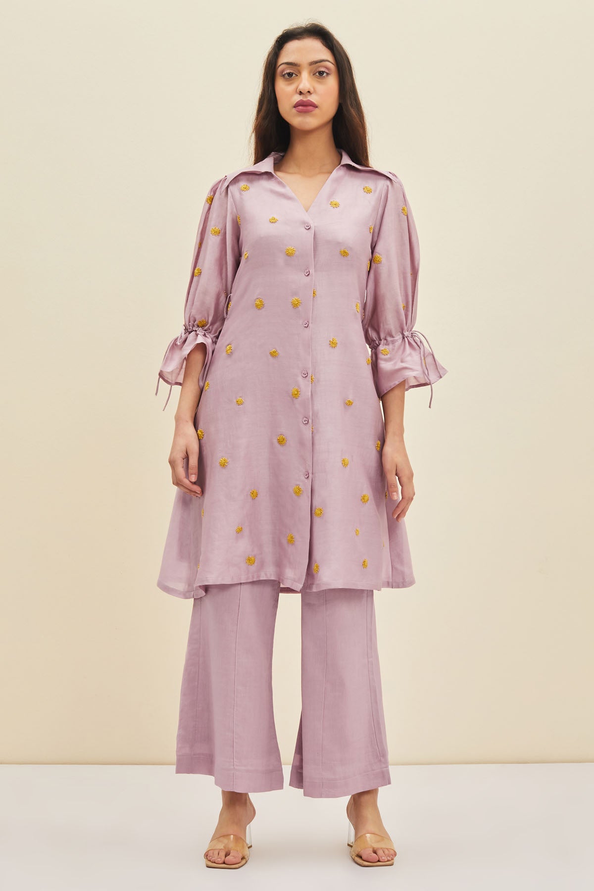 Lilac Floral Handwork Tunic Set