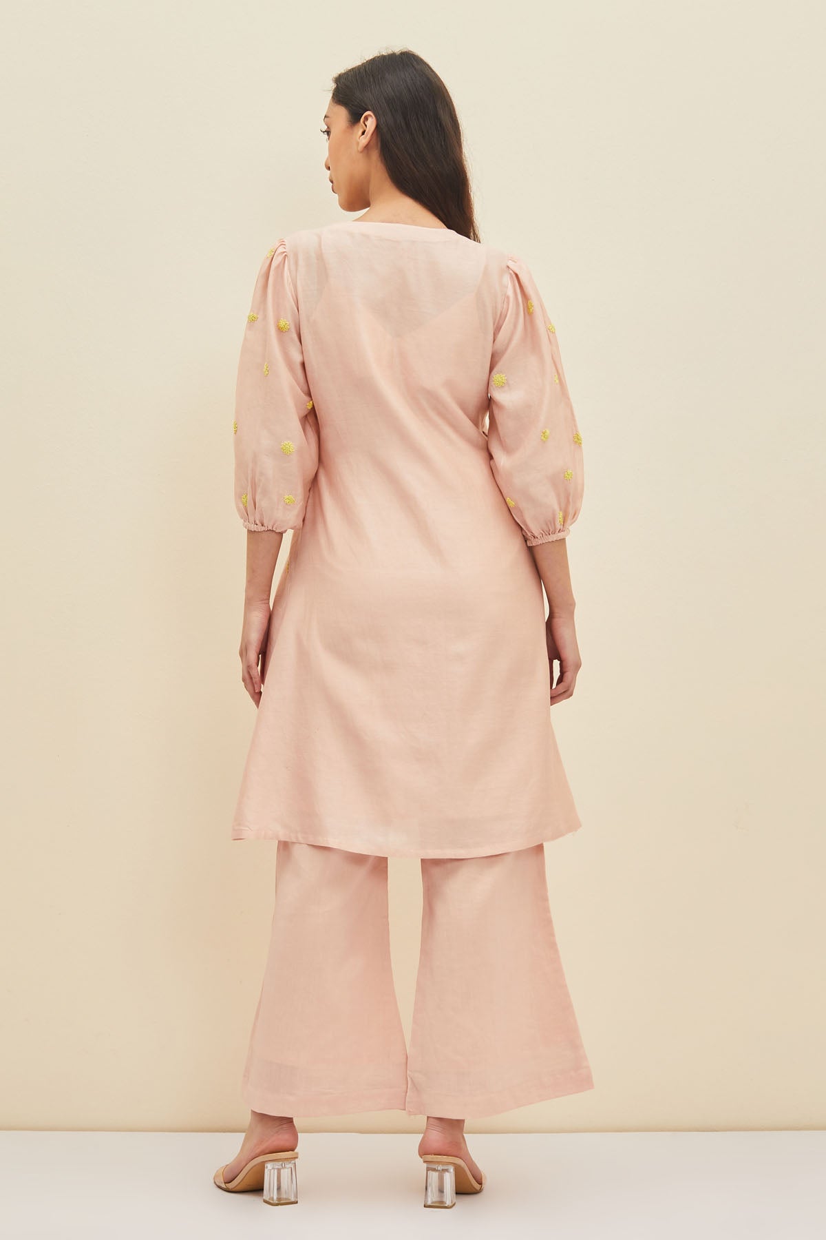 Blush Pink Embroidered Tunic Set