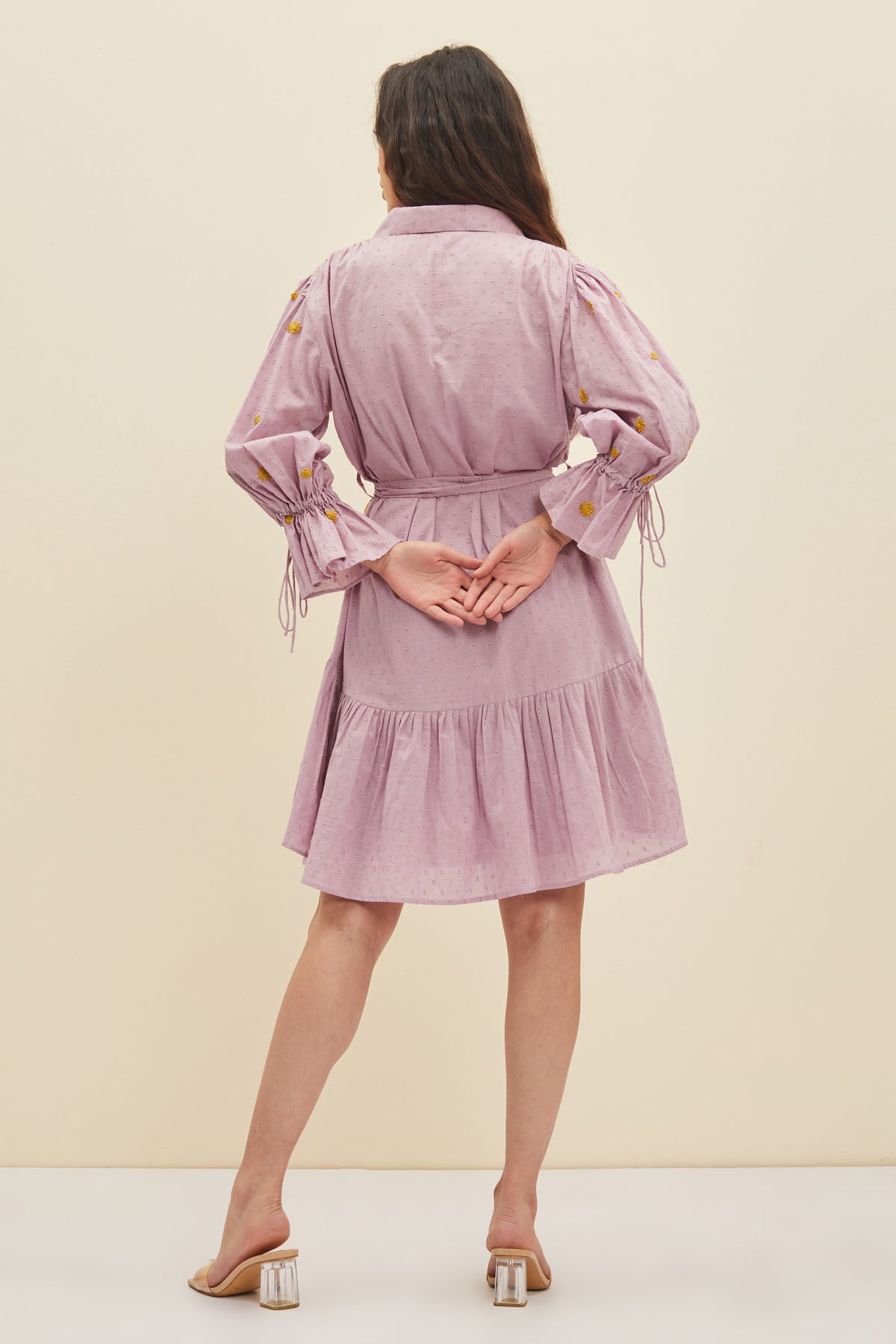 Lilac Floral Ruffle Mini Dress