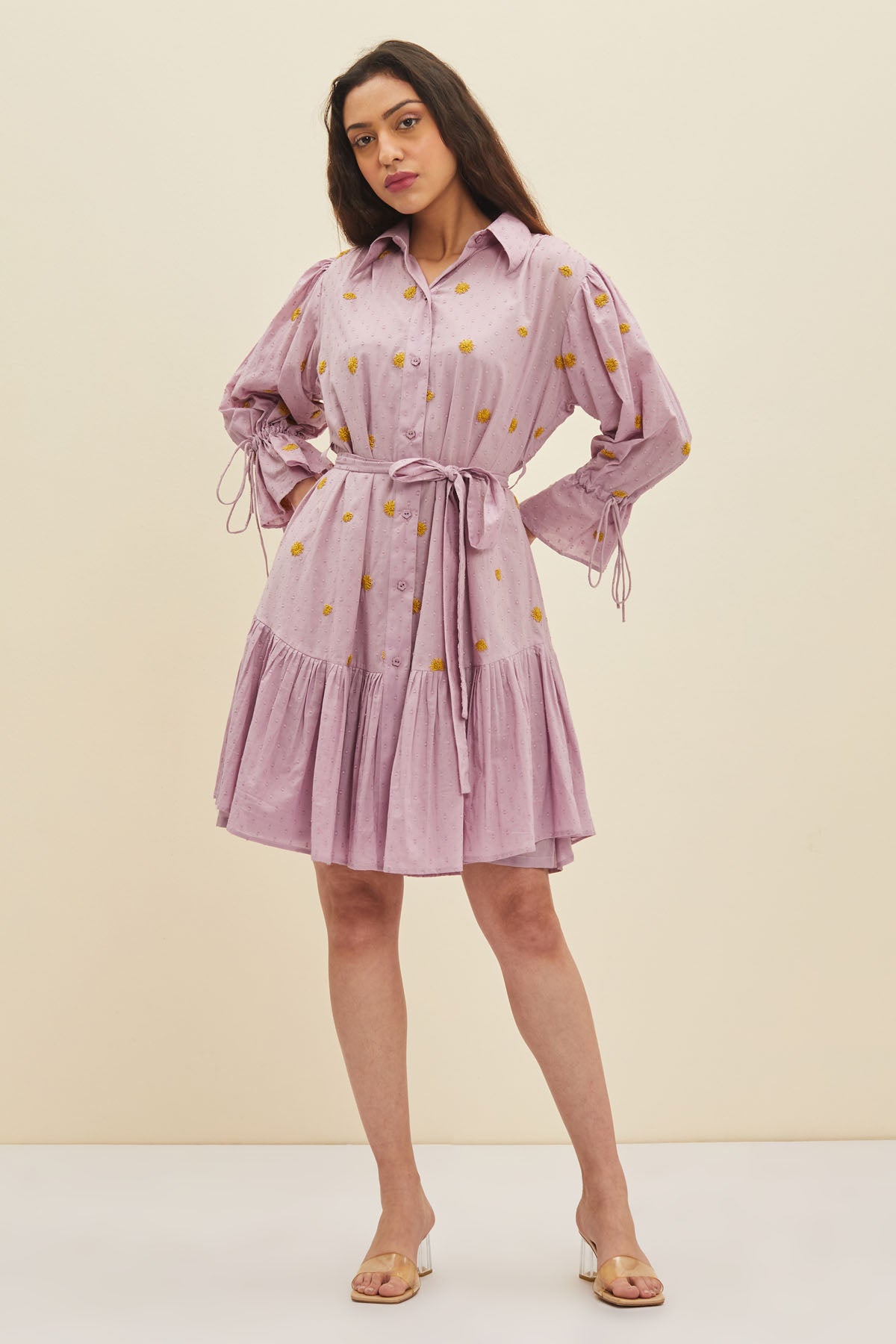 Lilac Floral Ruffle Mini Dress