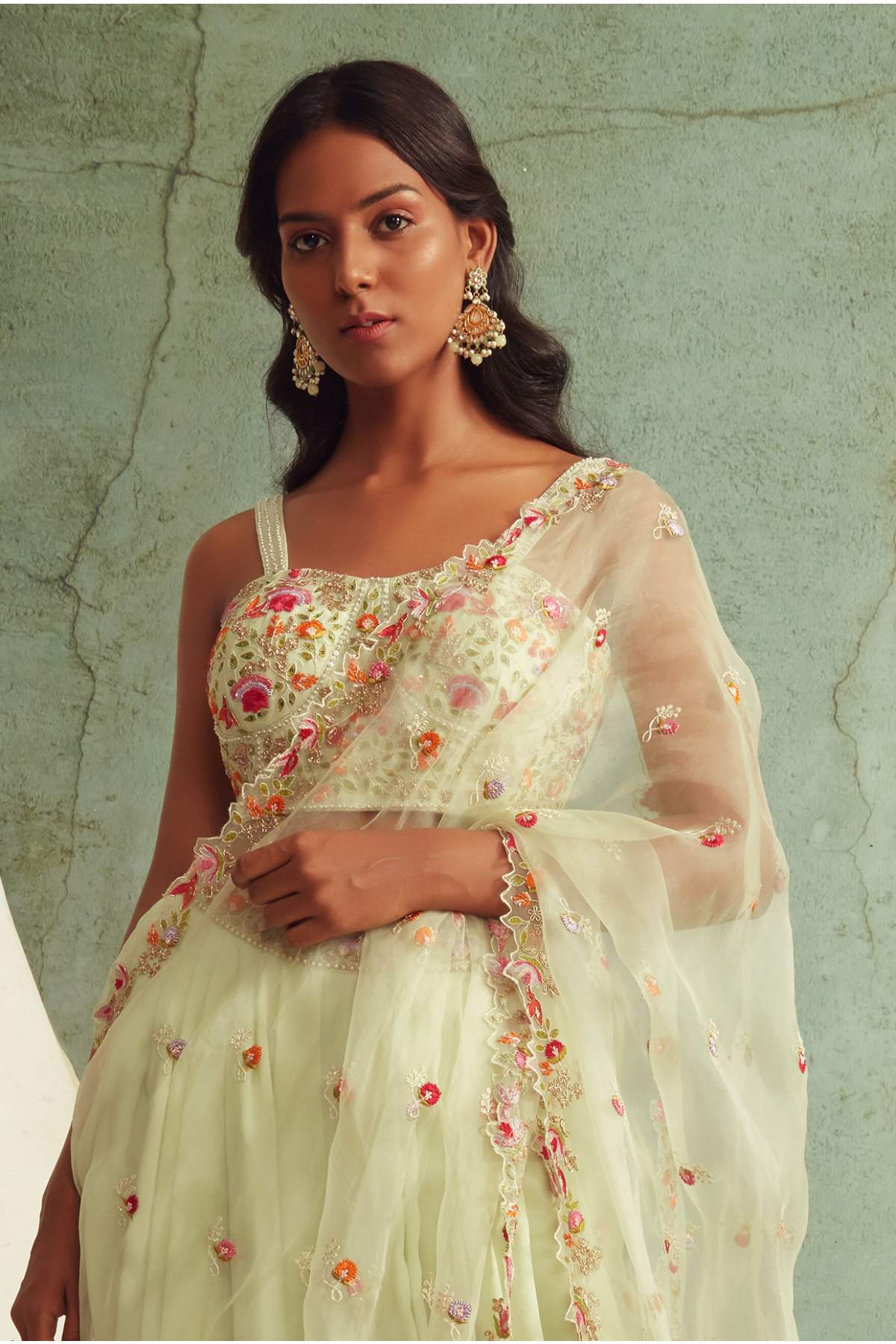 Floral Motifs Dhoti Set