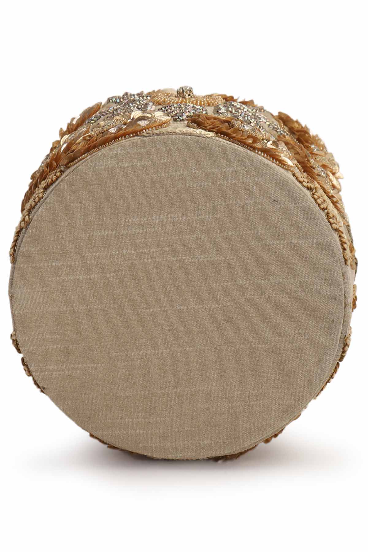 Gold Floral Motifs Potli Bag