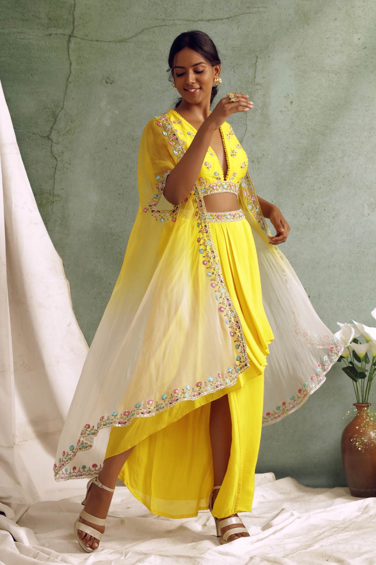 Floral Motifs Skirt Set