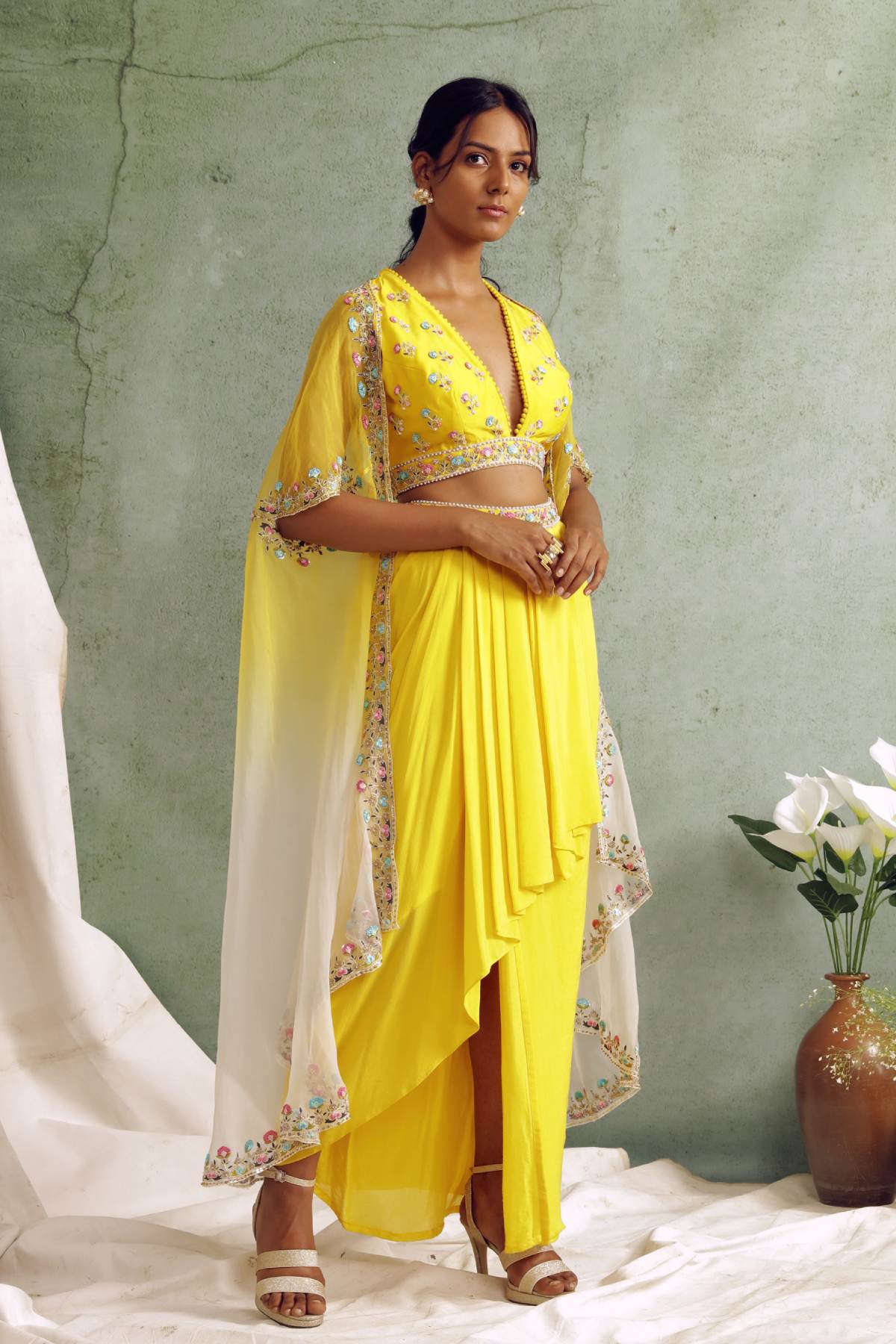 Floral Motifs Skirt Set