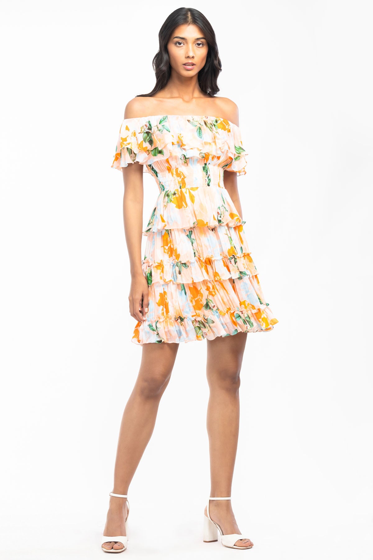 Buy Floral Printed Chiffon Dress by Mandira Wirk