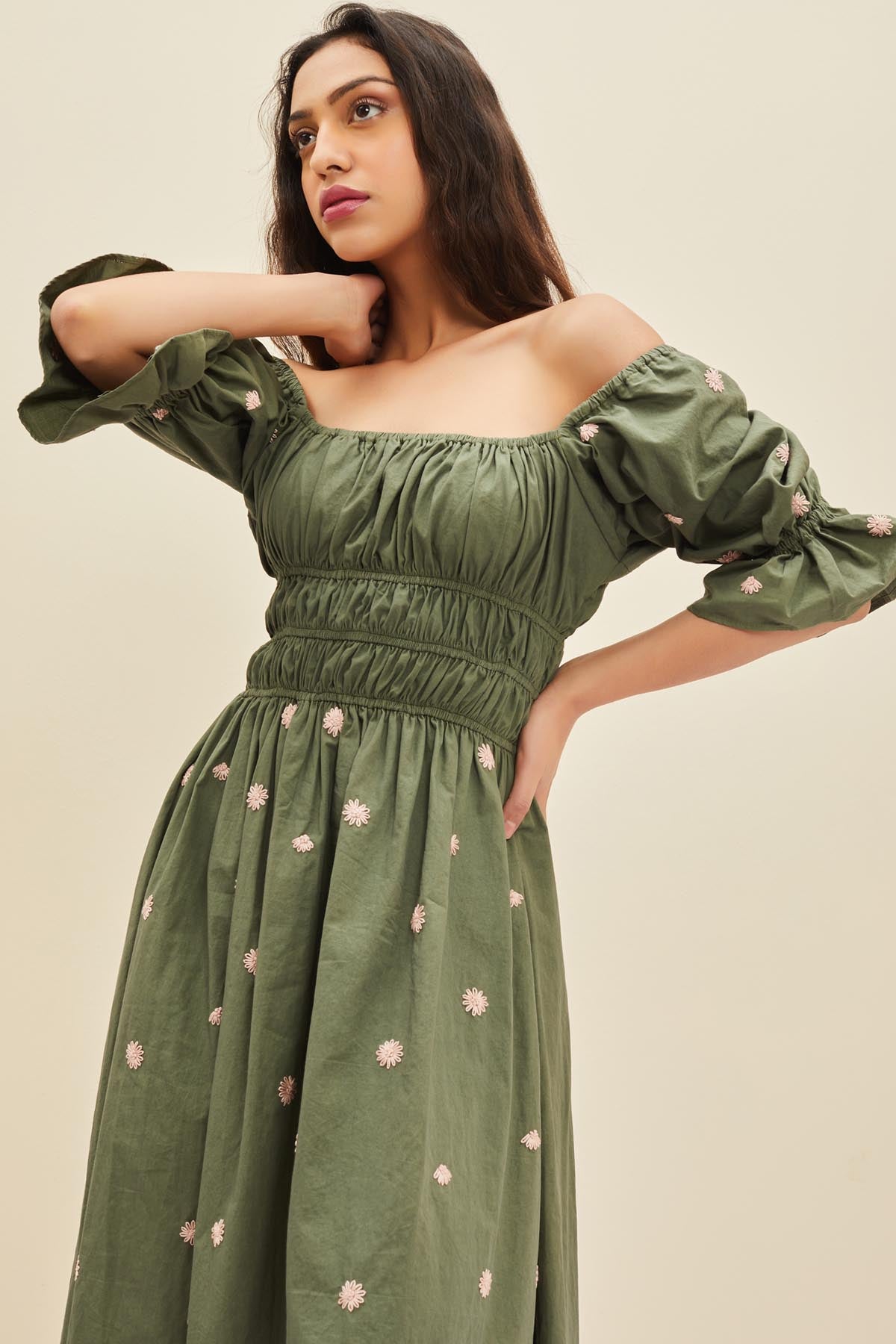 Floral Smocked Midi Dress