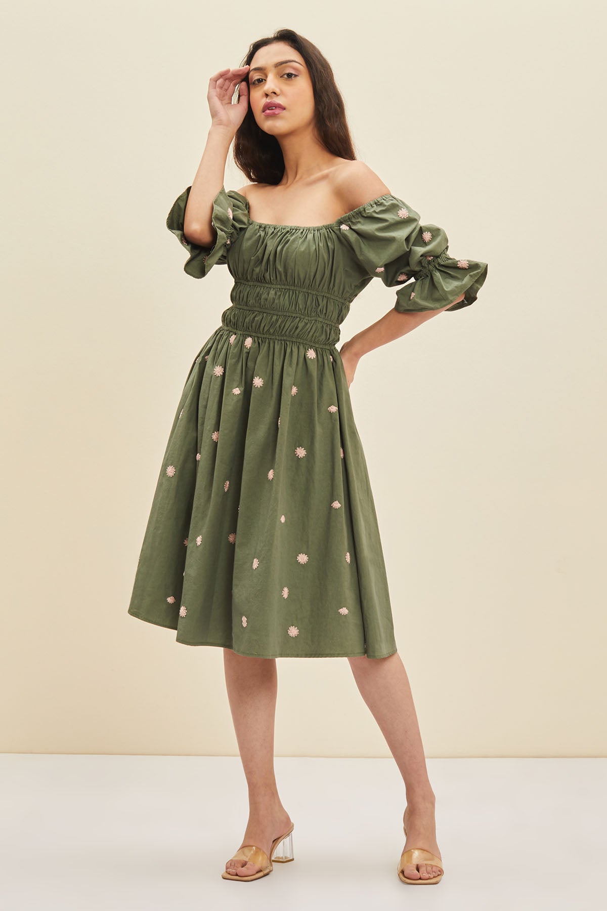 Floral Smocked Midi Dress