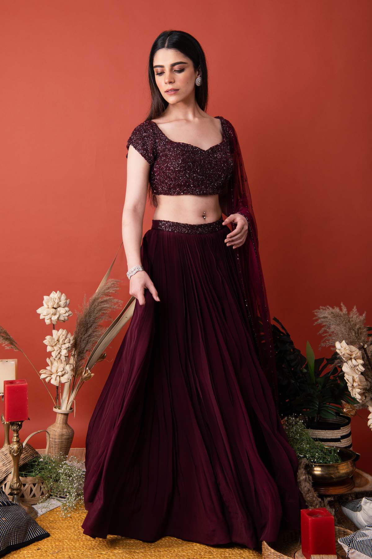 Full Pleated Skirt Set