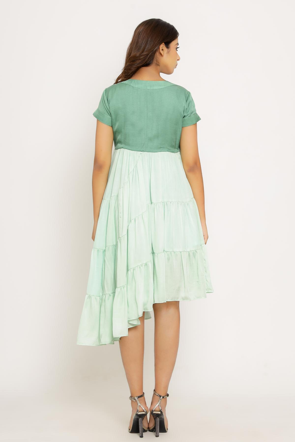 Gathered High Low Dress