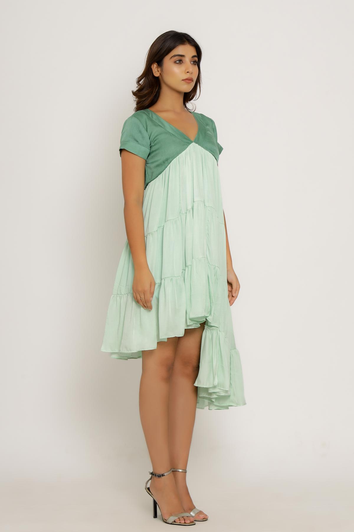 Gathered High Low Dress