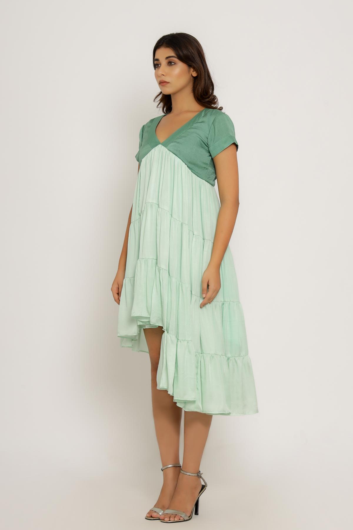 Gathered High Low Dress
