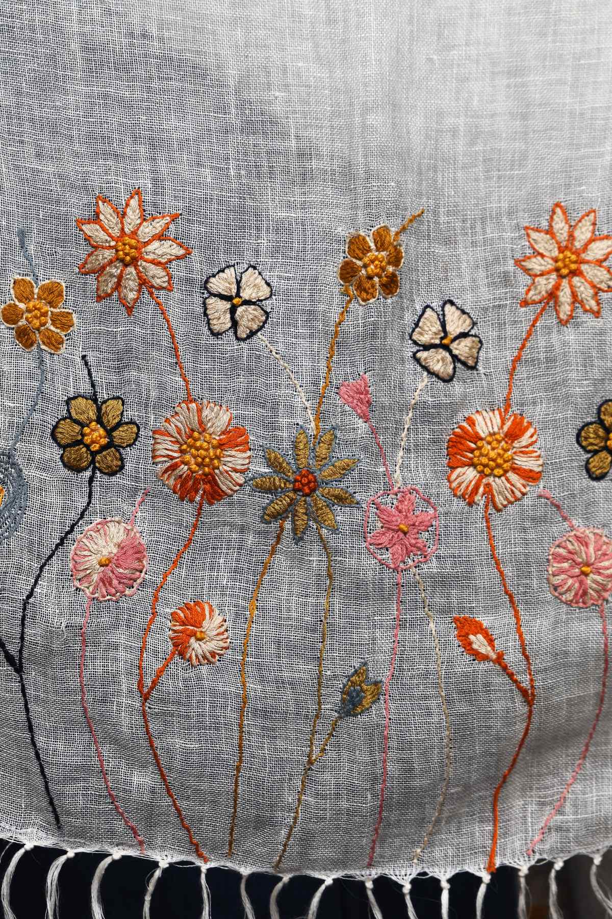 Gauzy Embroidered Stole