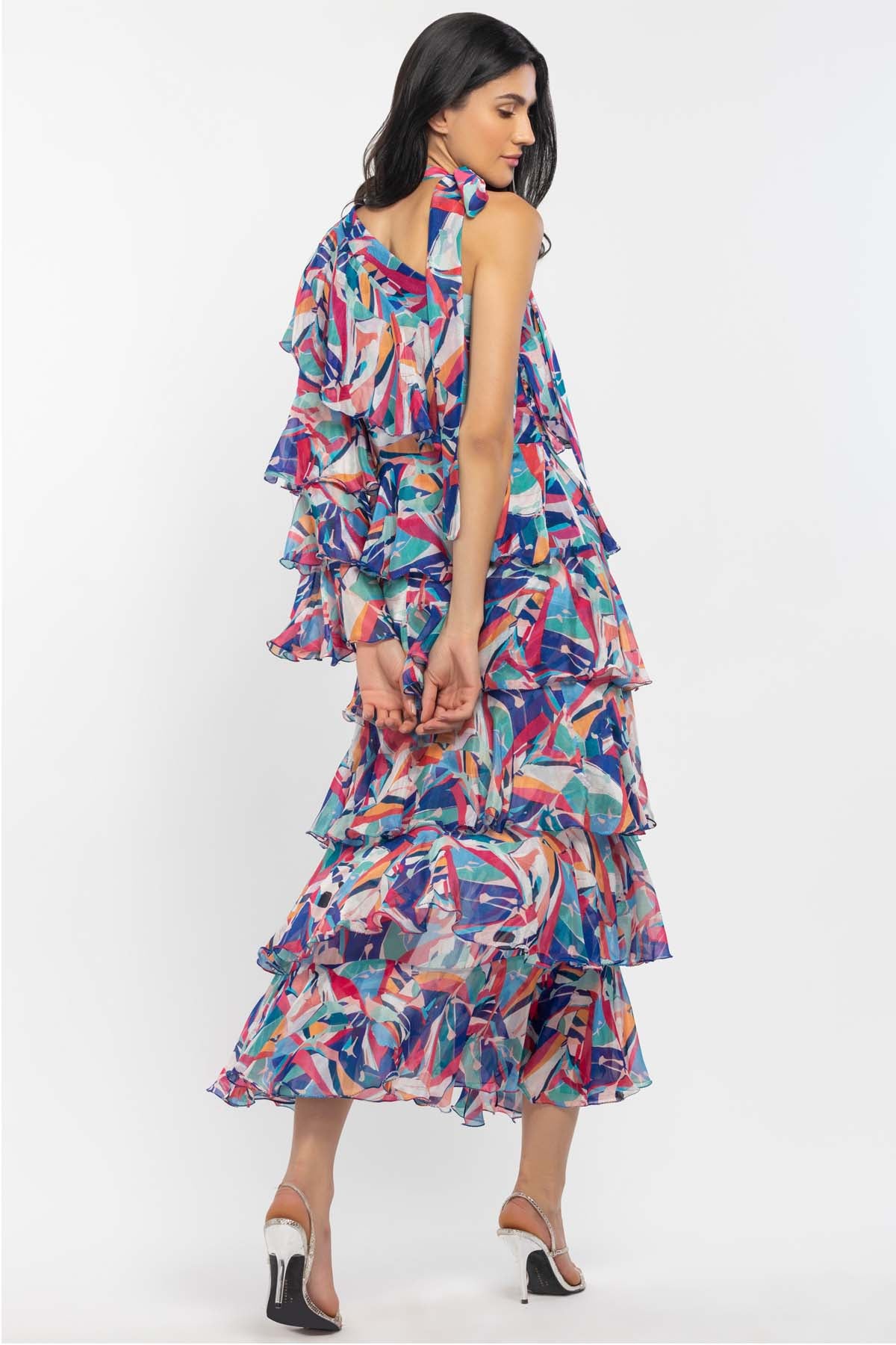 Geometric Print Chiffon Dress