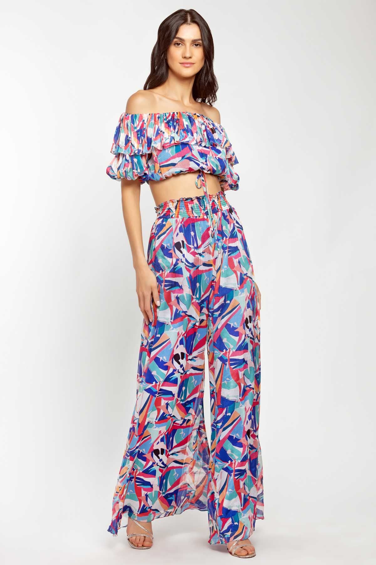 Buy Geometric Print Top & Pant Set by Mandira Wirk