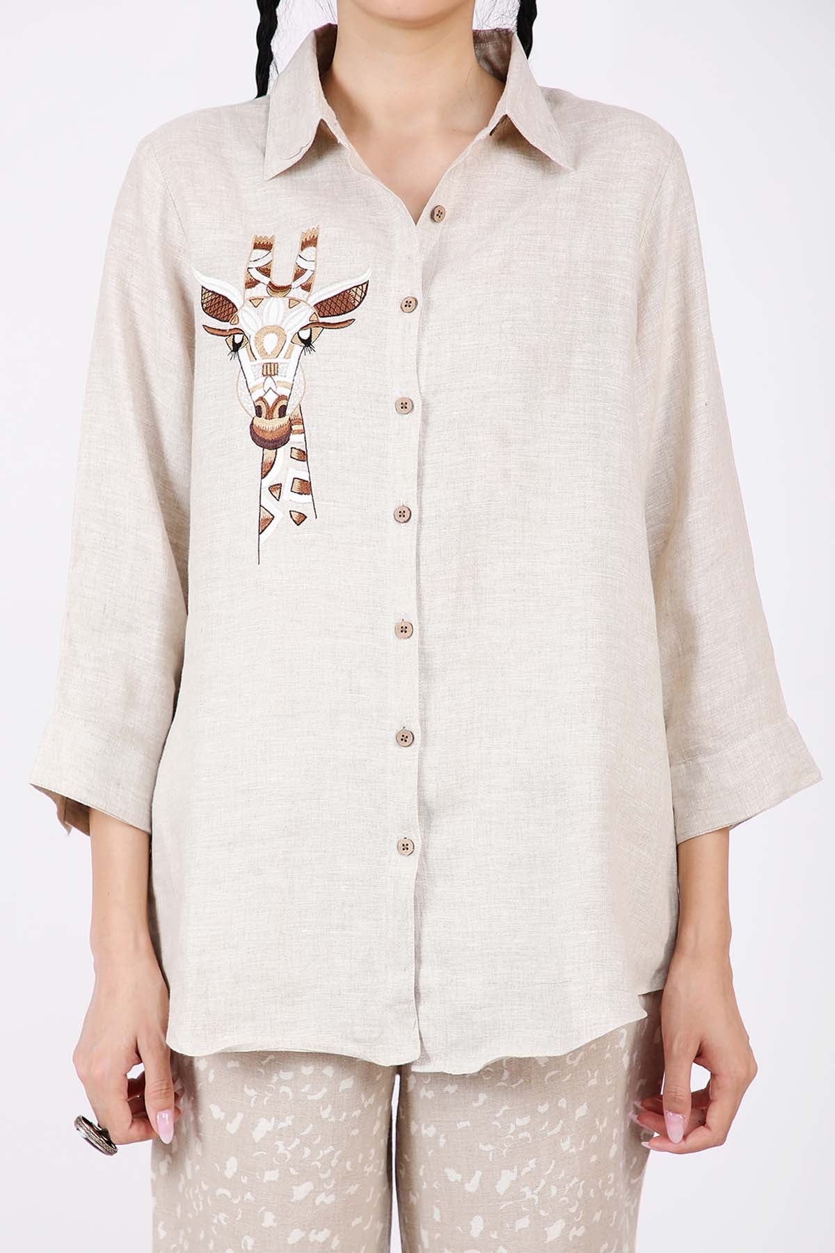 Giraffe Embroidered Shirt