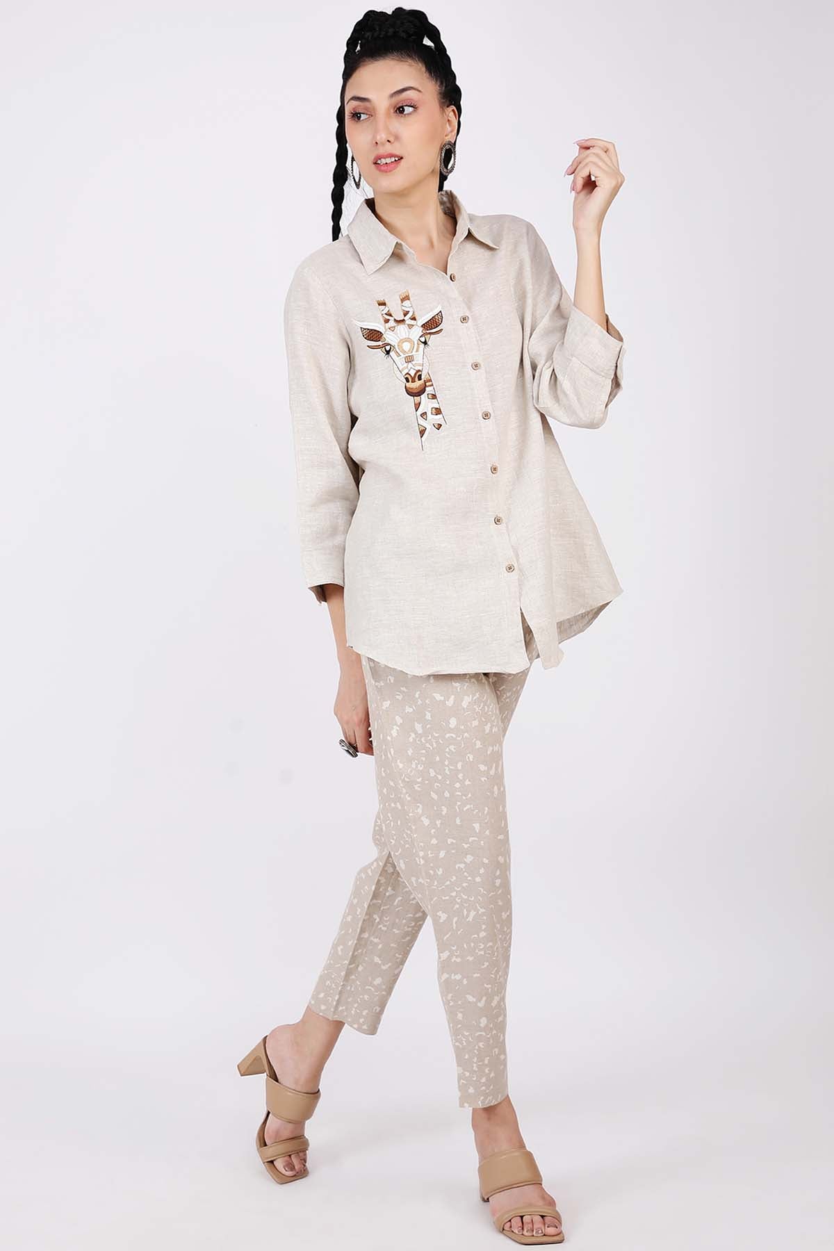 Giraffe Embroidered Shirt